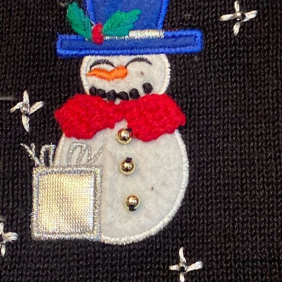 Vintage B.P. Design Christmas Sweater Front Zip Snowmen Long Sleeve Women Large - Picture 6 of 13